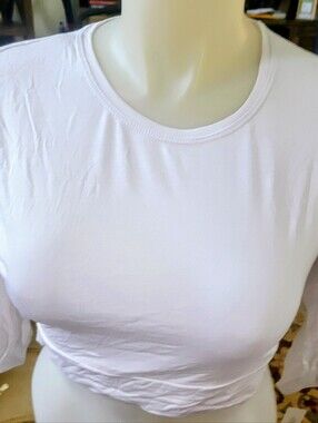Essential White Crewneck 3/4 Sleeve Tee